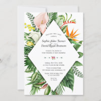 Aquarelle luxuriante Fleurs tropicales Mariage Feu