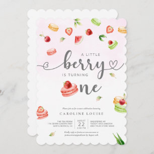Invitation Aquarelle Macarons Little Berry Baby shower Invit