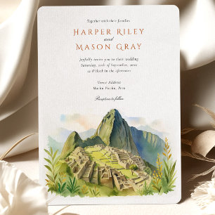 Invitation Aquarelle Machu Picchu Pérou Mariage