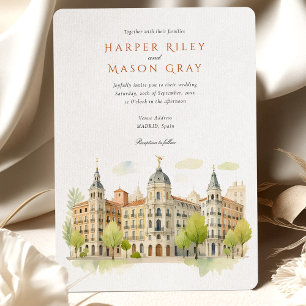 Invitation Aquarelle Madrid Espagne Destination Mariage