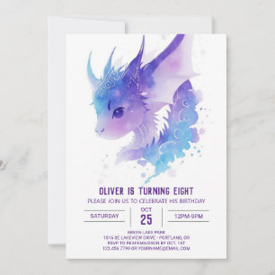 Invitation Aquarelle magique : Anniversaire du dragon