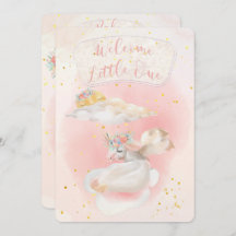 Aquarelle magique Baby shower Unicorne rose