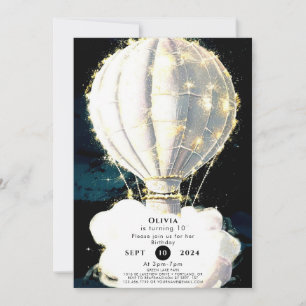 Invitation Aquarelle magique Hot Air Balloon Anniversaire