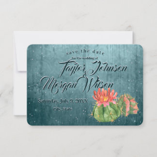 Invitation Aquarelle magique Succulents turquoise Enregistrer