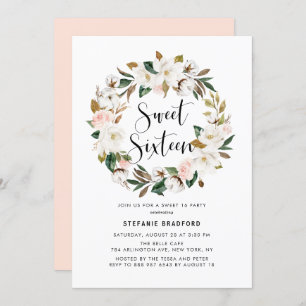Invitation Aquarelle Magnolia Cotton Sweet sixteen de couronn