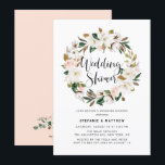 Invitation Aquarelle Magnolia Cotton Wedding shower de couron<br><div class="desc">Aquarelle Magnolia Coton Wreath Wedding shower Invitation | Famille Invitation et amis à vos couples douche avec cette invitation florale personnalisable. Cette invitation wedding shower de saumons boho présente des illustrations d'aquarelle magnolias,  pivoines et couronne de coton. Cette invitation est parfaite pour les mariages d'automne et de printemps.</div>