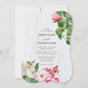 Invitation Aquarelle Magnolia Fleurs Mariage