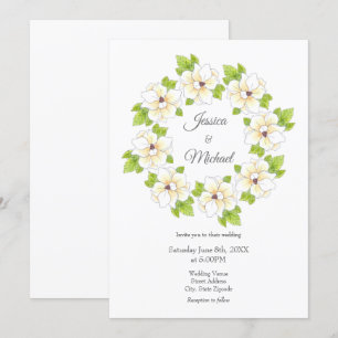 Invitation Aquarelle Magnolia Wreath