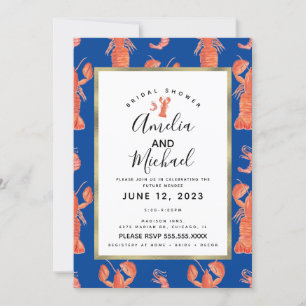 Invitation Aquarelle main Homard crevette crevette crevette n