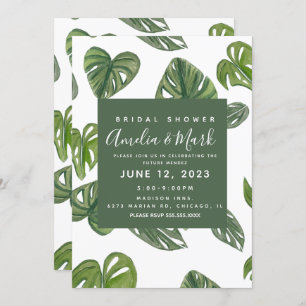 Invitation Aquarelle main Monstera Adansonii Leaf