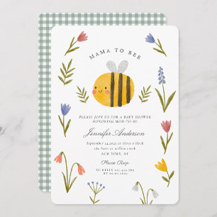 Invitation Aquarelle Mama à être Baby shower Fleur sauvage