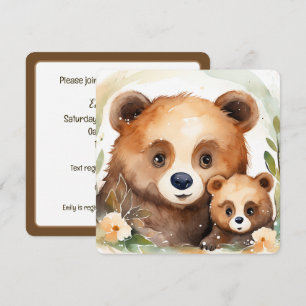 Invitation Aquarelle Mama Ours et bébé