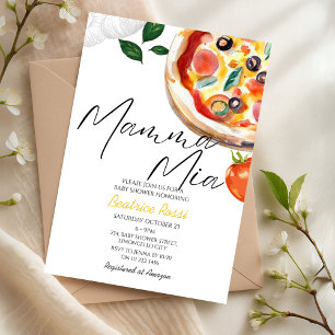 Invitation Aquarelle Mamma Mia italienne ! Baby shower à la p