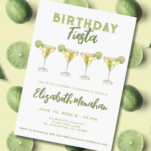 Invitation Aquarelle Margarita Anniversaire Fiesta Anniversai