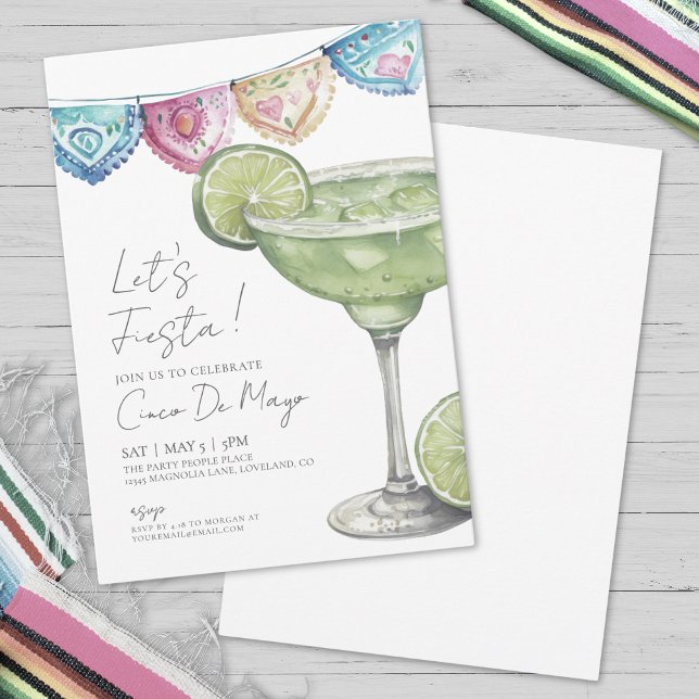Invitation Aquarelle Margarita Cinco De Mayo (Watercolor Margarita Cinco De Mayo Party Invitation)