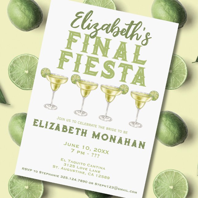 Invitation Aquarelle Margarita Final Fiesta Bachelorette (Créateur téléchargé)
