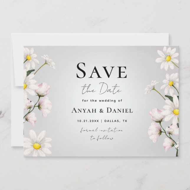 Invitation Aquarelle marguerite florale Delicate printemps Bo (Devant)
