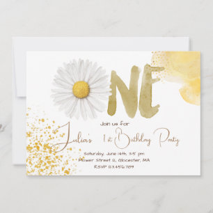 Invitation Aquarelle marguerite premier anniversaire