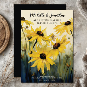 Invitation Aquarelle marguerites jaunes Mariage Fleur de ma