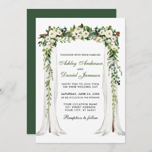 Invitation Aquarelle mariage à canopée Aquarelle Vert Blanc F