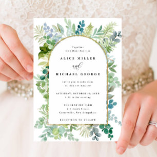 Invitation Aquarelle mariage-Arc Verdure et feuillage