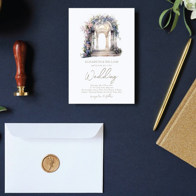 Invitation Aquarelle Mariage Arche Florale (Créateur téléchargé)