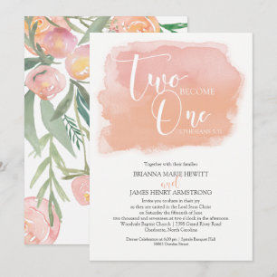 Invitation Aquarelle Mariage chrétienne Floral et Coral