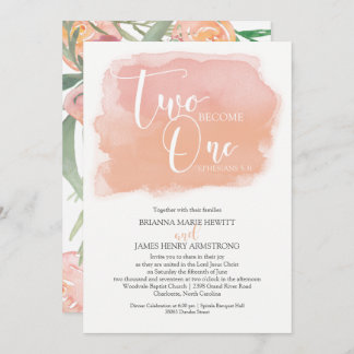 Invitation Aquarelle Mariage chrétienne Floral et Coral