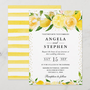 Invitation Aquarelle Mariage Citrons et Fleurs