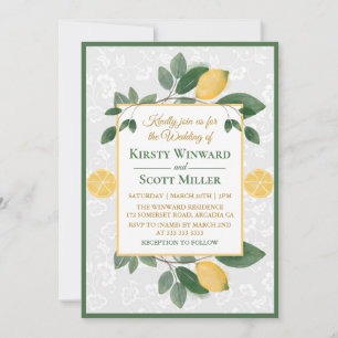 Invitation Aquarelle Mariage Citrons Siciliens