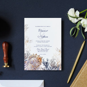 Invitation Aquarelle Mariage Coraux de coquillage