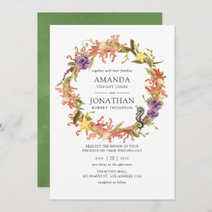 Invitation Aquarelle Mariage d'algues marines