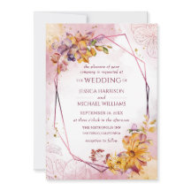 Aquarelle Mariage de automne floral bordeaux géomé