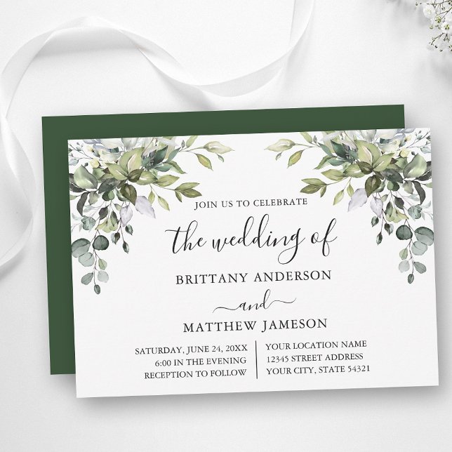 Invitation Aquarelle Mariage de calligraphie (Customize to change text color, style, add text & photos to back or change color of back of card.)