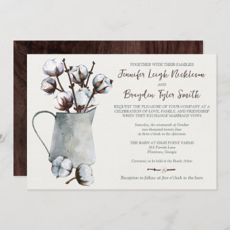 Invitation Aquarelle Mariage de tonneaux en gris