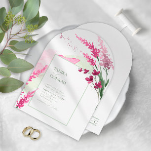 Invitation Aquarelle Mariage fleur sauvage Fuchsia Arch ID954