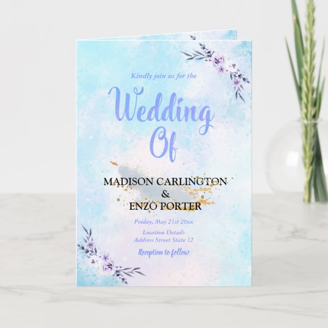 Invitation Aquarelle mariage Pastel (Devant)