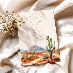 Invitation Aquarelle Mariage paysage du désert de Cactus