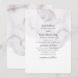 Invitation Aquarelle mariage poussiéreuse. Élégant lavande si