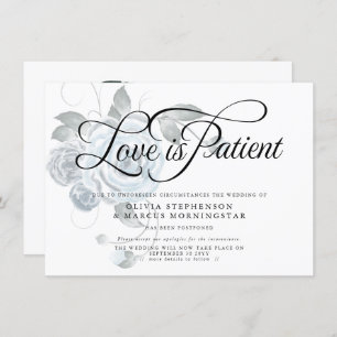 Invitation Aquarelle Mariage reportée Dusty Blue Floral