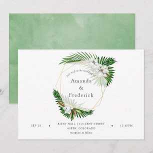 Invitation Aquarelle Mariage Tropical Géométrique