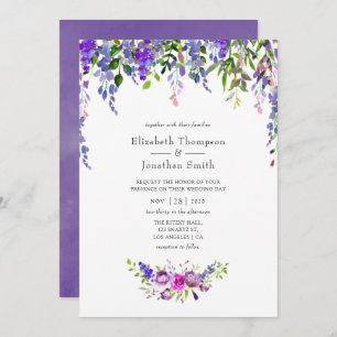 Invitation Aquarelle Mariage ultra violet