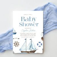 Aquarelle marine Blue Boat garçon baby shower