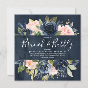 Invitation Aquarelle Marine Blush Fête des mariées Brunch Bub