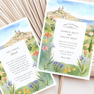 Invitation Aquarelle Marseille Mariage méditerranéen