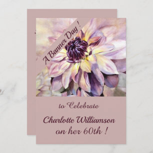 Invitation Aquarelle mauve et pourpre Fleur Anniversaire