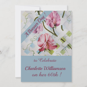 Invitation Aquarelle mauve et rose Fleur Anniversaire