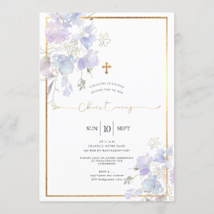 Invitation Aquarelle mauve poussiéreuse Pois doux Christening