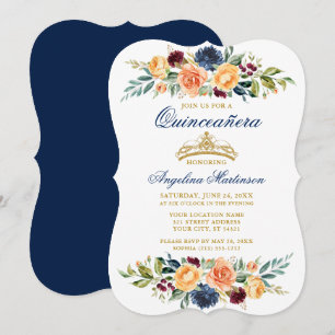 Invitation Aquarelle Mélange de verdure Florale Quinceanera B
