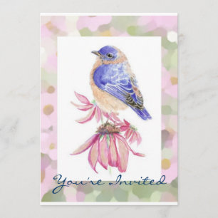 Invitation Aquarelle Merlebleu de l'Est Art oiseau bleu